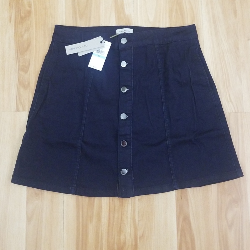 Calvin Klein Jean's button front mini skirt 31 NWT